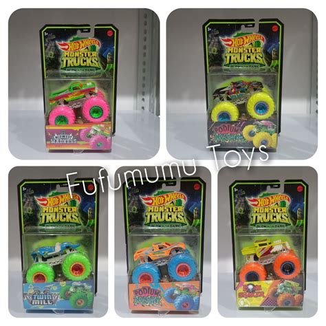 Jual Hot Wheels Monster Trucks Glow In The Dark Themed Ori Mattel HCB50 Shopee Indonesia