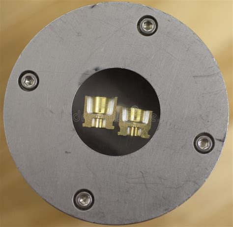 case head ready  testing stock image image  gold metal