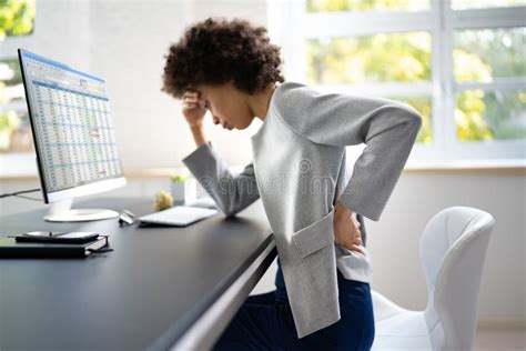 Back Pain Bad Posture Woman Sitting Stock Photo - Image of pain, full ...