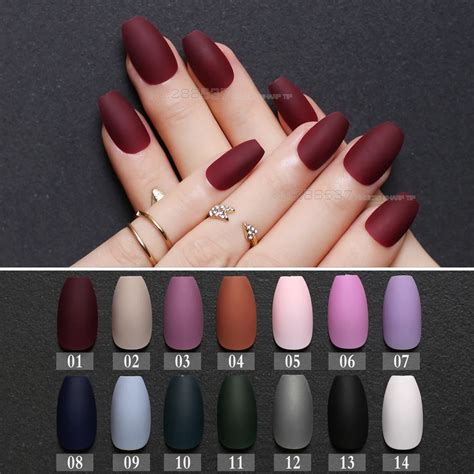 Matte burgund Sarg Falsche nägel Grau Reine Blau Designs Nude 24 stücke