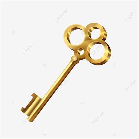 Realistic Golden Key Realistic Key Metal Png Transparent Clipart