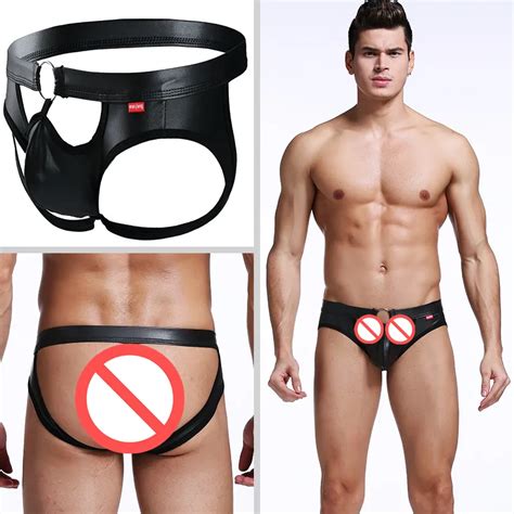 Sexy Mens Bikini Faux Cuir Spandex Sous Vêtements Strings G Cordes