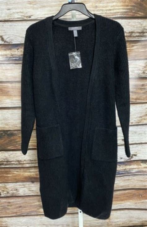 Lisa Rinna Collection Open Front Black Cardigan Sweat… Gem