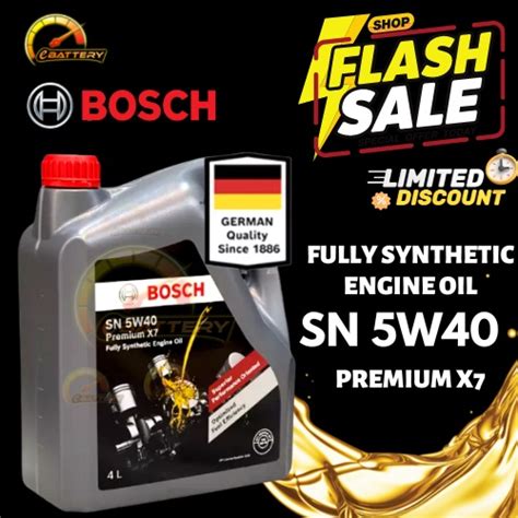 Bosch SN 5W40 Premium X7 Fully Synthetic Engine Oil Minyak Hitam