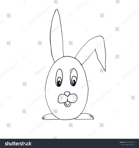 Cute Easter Bunny Hand Draw Illustration Stock Illustration 1947867697 ...