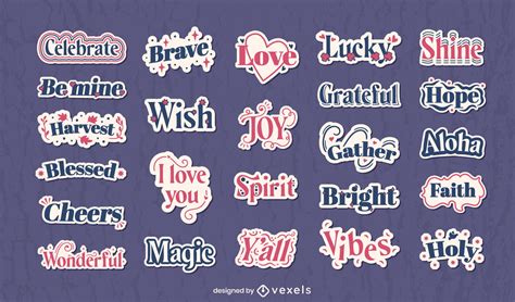 Positive Sticker Quotes Collection Vector Download