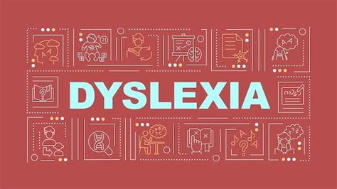 Texte De Dyslexie 2d Avec De Fines Icônes Linéaires Vecteur Premium