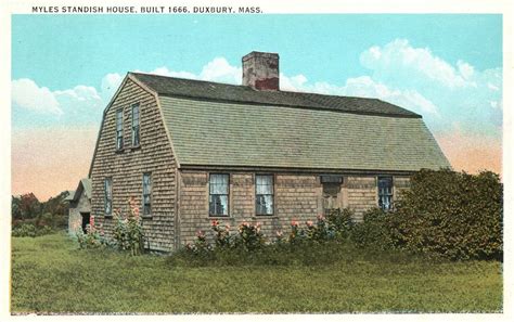 Vintage Postcard Myles Standish House Built 1666 Duxbury Massachusetts Ma Smith United States