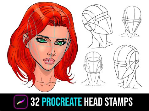 Procreate Head Poses Portrait Guides Procreate Face Stamps Procreate