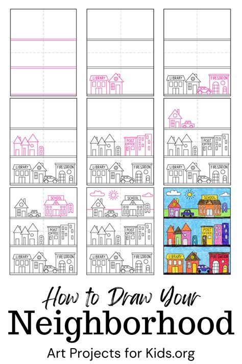 Easy how to draw your neighborhood tutorial and neighborhood coloring ...