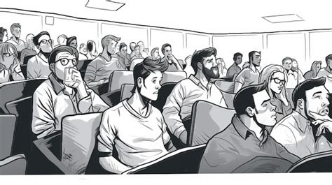 Premium AI Image | A black and white drawing of a classroom full of ...