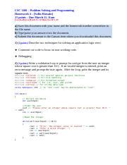 CSC1100 DanO Homework04 Docx CSC 1100 Problem Solving And