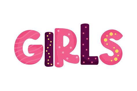 Girls Word Lettering 11451252 Vector Art At Vecteezy