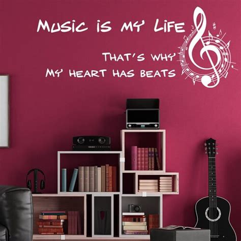 Music Is Life Wall Sticker Note Quote T Decor Art Vinyl Etsy