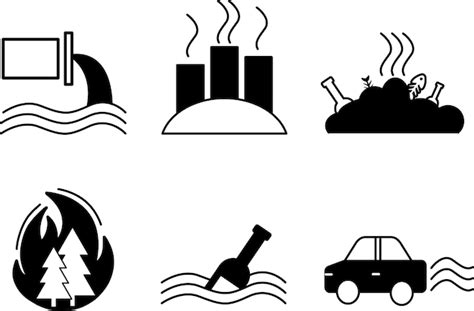 Iconos Vectoriales De Contaminaci N Ambiental Vector Premium