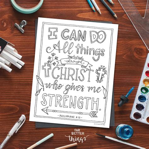 Bible Verse Coloring Page Philippians Printable Etsy