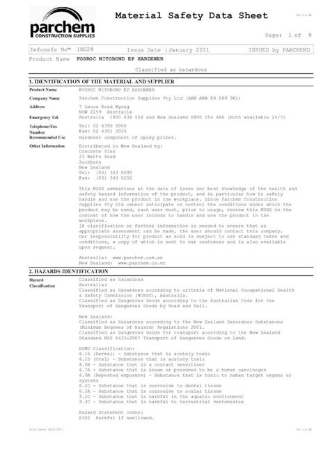 Pdf Material Safety Data Sheet Concrete World Industries 1492 Page2 Material Safety Data