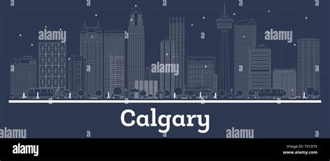 Outline Calgary Canada City Skyline With White Buildings Vector