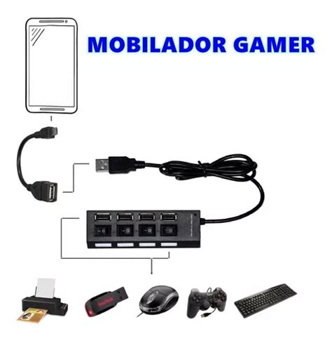 Hub Portas Otg V Adaptador Celular Computador Teclado