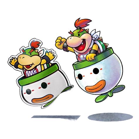 Bowser Jr And Paper Bowser Jr Mario And Luigi Paper Jam Mario