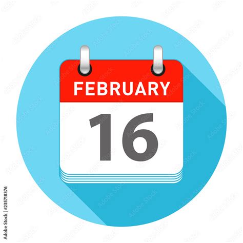 February 16 Single Day Calendar Style Stock Vector | Adobe Stock