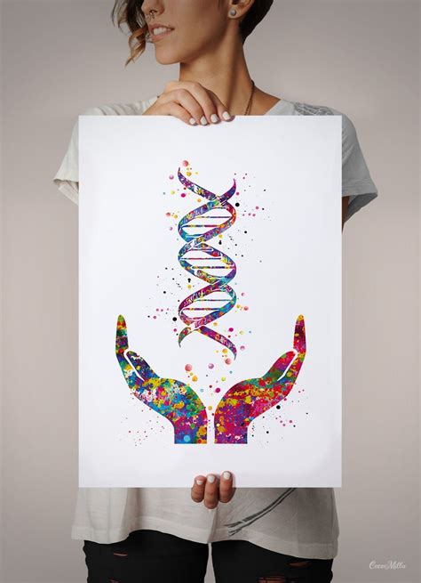 Dna Health Watercolor Print Dna Art Medical Wall Art Clinic Etsy