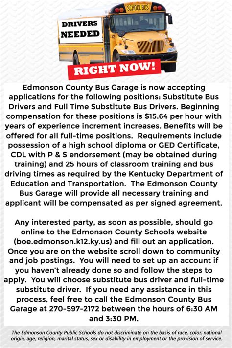 Now Hiring Substitute Bus Drivers Full And Part Time Positions THE