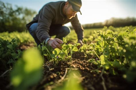 Agricultor Examina Uma Cultura De Cobertura Biodiversa Defendendo A