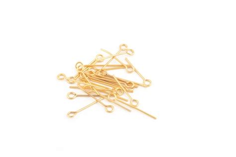 080x20mm 24k Gold Plated Eye Pins Brass Eye Pins Head Pin Etsy