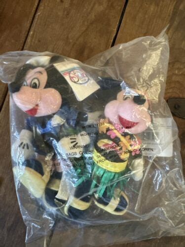 Disney Tourist Mickey And Hula Minnie Mouse Bean Bag Plushes Set 8” Hawaiian New Ebay