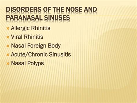 Ppt Otorhinolaryngology Disorders Of The Ear Nose And Throat