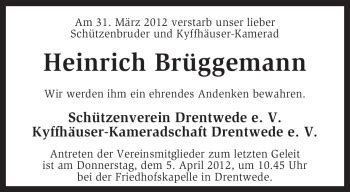 Traueranzeigen von Heinrich Brüggemann trauer kreiszeitung de