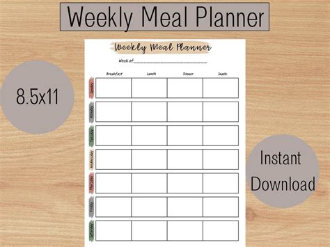 Printable Meal Planner, Meal Planner Template, Meal Planner - Etsy