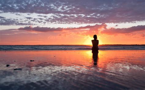 Woman Watching The Sunset Macbook Air Wallpaper Download Allmacwallpaper