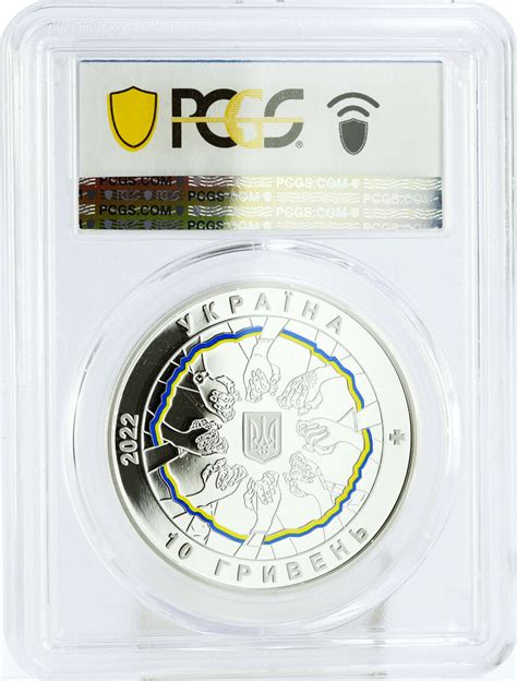 Ukraine 10 Hryvnia In Unity Strength Countries Flags PR69 PCGS Silver