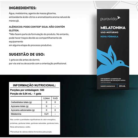 Melatonina Biodisponível em Gotas 20ml Puravida Hardcore Suplementos