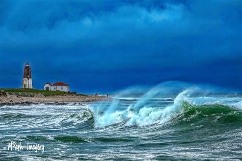 A Hurricane at Point Judith Lighthouse, Narragansett Rhode Island.