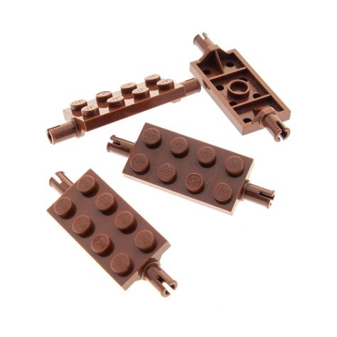 4 X Lego System Achse Reddish Rot Braun 2 X 4 Platte Für Auto Rad Felge Set 8877 70014 9469