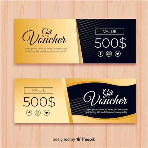 Free Vector Elegant Gift Voucher With Golden Style