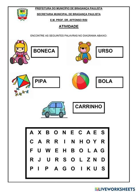 Ca A Palavras Interactive Activity Live Worksheets Verloop Io