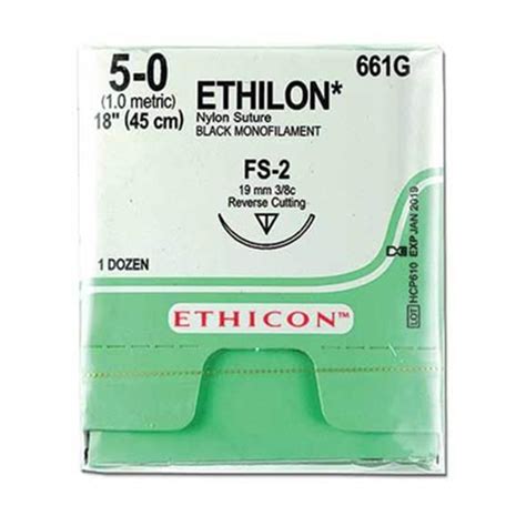 Ethicon Sutures 50 18 Ethilon Black Nylon Suture 12bx Dental Brands