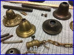 Large Lot Antique Vintage Brass Lamp Chandelier Light Fixture Parts Pieces | Vintage Lamp Parts