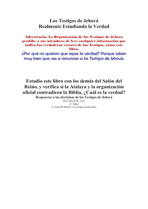 Pdf V Los Testigos De Jehov David Testigosdejehova Pdf Los