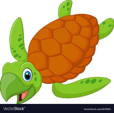 Cute Sea Turtle Cartoon Royalty Free Vector Image