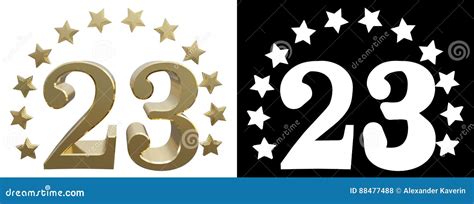 Gold Number Twenty Three Decorated With A Circle Of Stars 3D