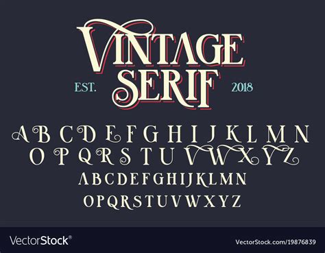 Vintage serif lettering font Royalty Free Vector Image