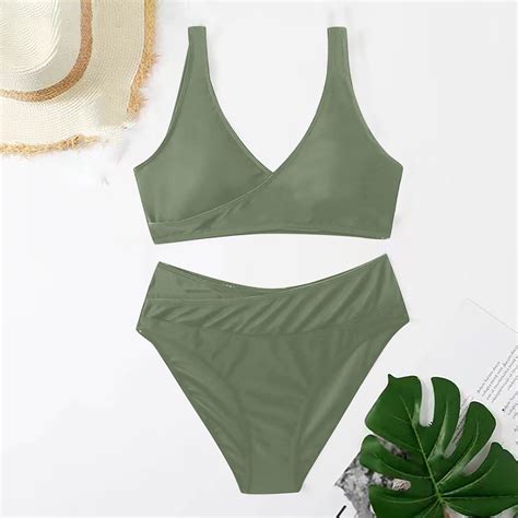 VBVC Womens Bikini Sets Two Piece Swimsuits Solid Color High Cut