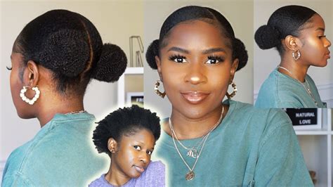 How To Do Sleek Low Space Buns On Short 4c Natural Hair Super Easymona B Youtube