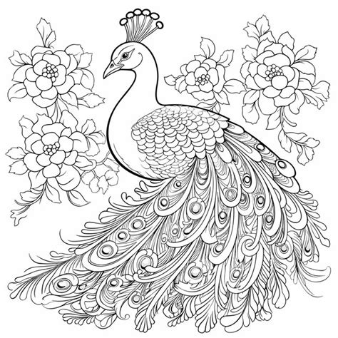 Premium Vector Peacock Cartoon Bird For Coloring Page Black And White Coloring Book Or Page