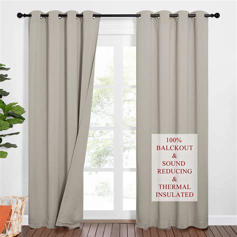 NICETOWN Sound Barrier 100% Blackout Cold Blocking Divider Curtains 84